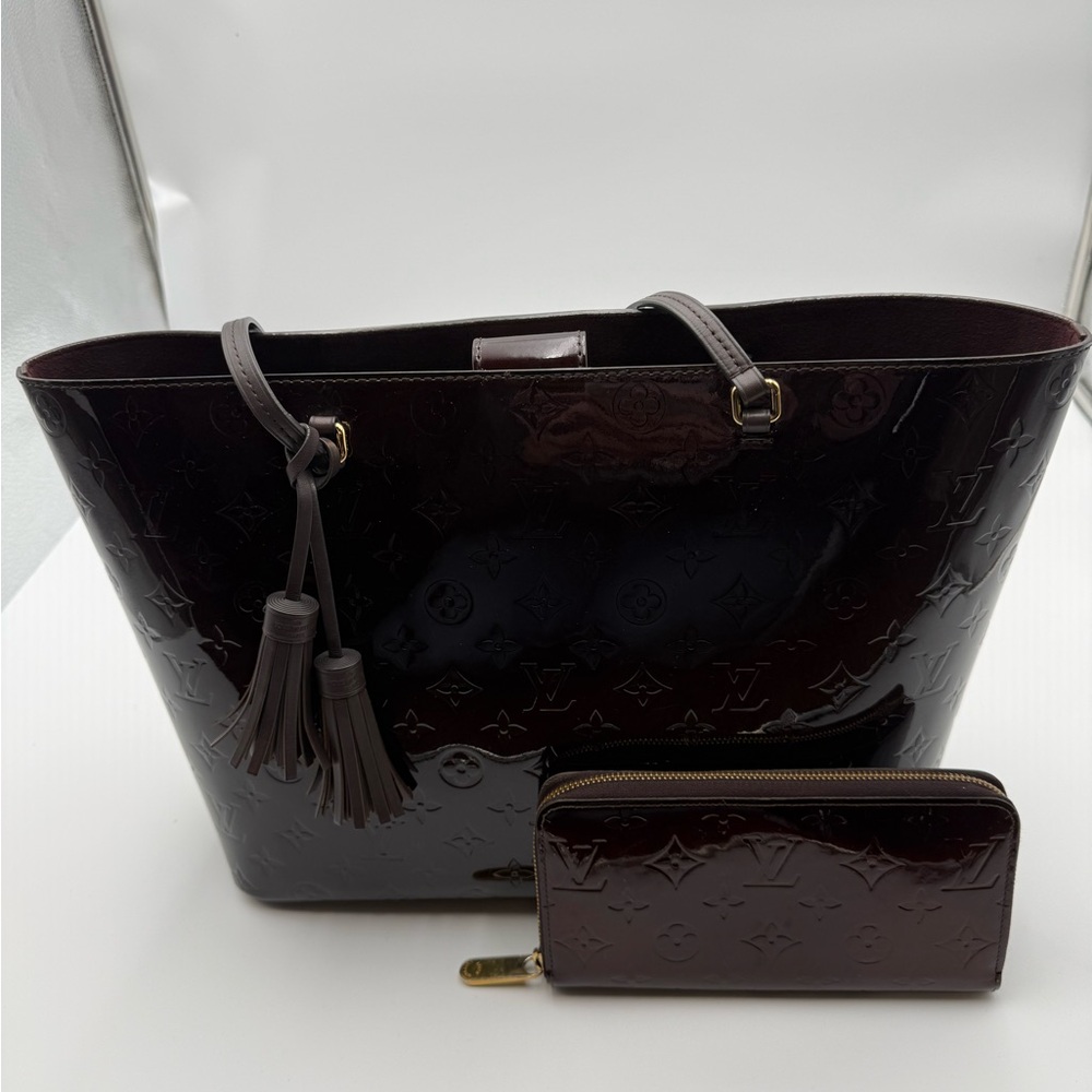 Louis Vuitton Vernis Amarante Patent Leather Tote with Matching Wallet